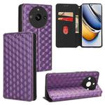 For Realme 11 Pro 5G / 11 Cubic Grid Texture Flip Leather Phone Case(Purple)