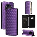 For Realme 14 Pro+ 5G Cubic Grid Texture Flip Leather Phone Case(Purple)