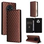 For Realme 14 Pro+ 5G Cubic Grid Texture Flip Leather Phone Case(Brown)