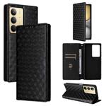 For Realme 14X 5G / C75 4G / V60 Pro 5G Cubic Grid Texture Flip Leather Phone Case(Black)
