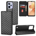 For Realme C31 Cubic Grid Texture Flip Leather Phone Case(Black)
