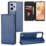 For Realme C31 Cubic Grid Texture Flip Leather Phone Case(Blue)