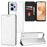 For Realme C31 Cubic Grid Texture Flip Leather Phone Case(Silver)