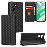 For Realme C33 Cubic Grid Texture Flip Leather Phone Case(Black)