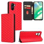 For Realme C33 Cubic Grid Texture Flip Leather Phone Case(Red)
