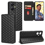 For Realme C55 Cubic Grid Texture Flip Leather Phone Case(Black)