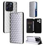 For Realme C63 4G / C61 4G / Narzo N63 4G Cubic Grid Texture Flip Leather Phone Case(Silver)