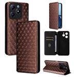 For Realme C63 4G / C61 4G / Narzo N63 4G Cubic Grid Texture Flip Leather Phone Case(Brown)