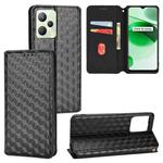 For Realme Narzo 50A Prime / C35 Cubic Grid Texture Flip Leather Phone Case(Black)