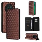 For Realme Narzo 70 Pro 5G / 12+ 5G Cubic Grid Texture Flip Leather Phone Case(Brown)