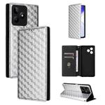 For Realme Note 50 4G / C5 Cubic Grid Texture Flip Leather Phone Case(Silver)