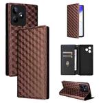 For Realme Note 50 4G / C5 Cubic Grid Texture Flip Leather Phone Case(Brown)