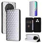For Realme P3 Pro 5G Cubic Grid Texture Flip Leather Phone Case(Silver)