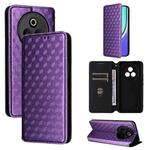 For Realme P3 Pro 5G Cubic Grid Texture Flip Leather Phone Case(Purple)