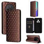 For Realme P3 Pro 5G Cubic Grid Texture Flip Leather Phone Case(Brown)