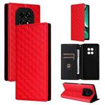 For Realme V60 5G / V60S 5G Cubic Grid Texture Flip Leather Phone Case(Red)