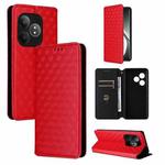 For Realme GT 6 / GT 6T Cubic Grid Texture Flip Leather Phone Case(Red)