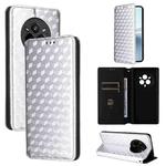 For Realme 14 Pro 5G Cubic Grid Texture Flip Leather Phone Case(Silver)
