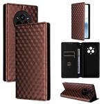 For Realme 14 Pro 5G Cubic Grid Texture Flip Leather Phone Case(Brown)