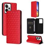 For Realme 14 5G Global Cubic Grid Texture Flip Leather Phone Case(Red)