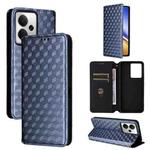 For Realme 14 5G Global Cubic Grid Texture Flip Leather Phone Case(Blue)