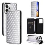 For Realme 14T 5G Cubic Grid Texture Flip Leather Phone Case(Silver)