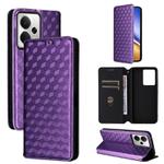 For Realme 14T 5G Cubic Grid Texture Flip Leather Phone Case(Purple)