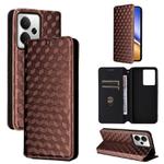 For Realme 14T 5G Cubic Grid Texture Flip Leather Phone Case(Brown)