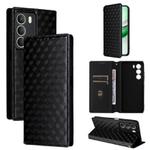For Realme 14X 5G Malay / V70 / V70s Cubic Grid Texture Flip Leather Phone Case(Black)