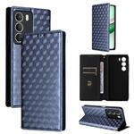 For Realme 14X 5G Malay / V70 / V70s Cubic Grid Texture Flip Leather Phone Case(Blue)