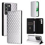 For Realme 14X 5G Malay / V70 / V70s Cubic Grid Texture Flip Leather Phone Case(Silver)