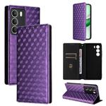 For Realme 14X 5G Malay / V70 / V70s Cubic Grid Texture Flip Leather Phone Case(Purple)