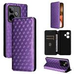 For Realme GT7 5G Cubic Grid Texture Flip Leather Phone Case(Purple)