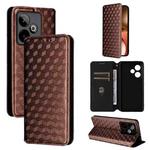 For Realme GT7 5G Cubic Grid Texture Flip Leather Phone Case(Brown)