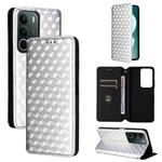 For Realme C71 4G Cubic Grid Texture Flip Leather Phone Case(Silver)