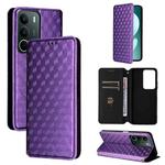 For Realme C71 4G Cubic Grid Texture Flip Leather Phone Case(Purple)