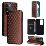 For Realme C71 4G Cubic Grid Texture Flip Leather Phone Case(Brown)