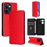 For Realme P3 Ultra 5G Cubic Grid Texture Flip Leather Phone Case(Red)