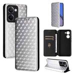 For Realme P3 Ultra 5G Cubic Grid Texture Flip Leather Phone Case(Silver)