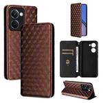 For Realme P3 Ultra 5G Cubic Grid Texture Flip Leather Phone Case(Brown)