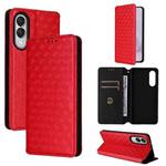 For Samsung Galaxy S25 Edge 5G Cubic Grid Texture Flip Leather Phone Case(Red)