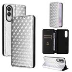 For Samsung Galaxy S25 Edge 5G Cubic Grid Texture Flip Leather Phone Case(Silver)