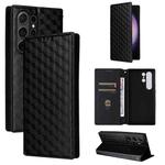 For Samsung Galaxy S24 Ultra 5G Cubic Grid Texture Flip Leather Phone Case(Black)