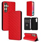 For Samsung Galaxy S24+ 5G Cubic Grid Texture Flip Leather Phone Case(Red)