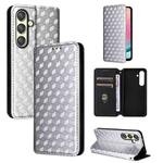For Samsung Galaxy S24+ 5G Cubic Grid Texture Flip Leather Phone Case(Silver)