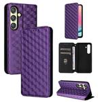 For Samsung Galaxy S24+ 5G Cubic Grid Texture Flip Leather Phone Case(Purple)