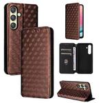 For Samsung Galaxy S24+ 5G Cubic Grid Texture Flip Leather Phone Case(Brown)
