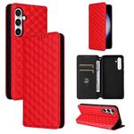 For Samsung Galaxy S24 FE 5G Cubic Grid Texture Flip Leather Phone Case(Red)
