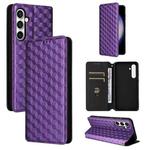 For Samsung Galaxy S24 FE 5G Cubic Grid Texture Flip Leather Phone Case(Purple)