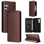 For Samsung Galaxy S24 FE 5G Cubic Grid Texture Flip Leather Phone Case(Brown)